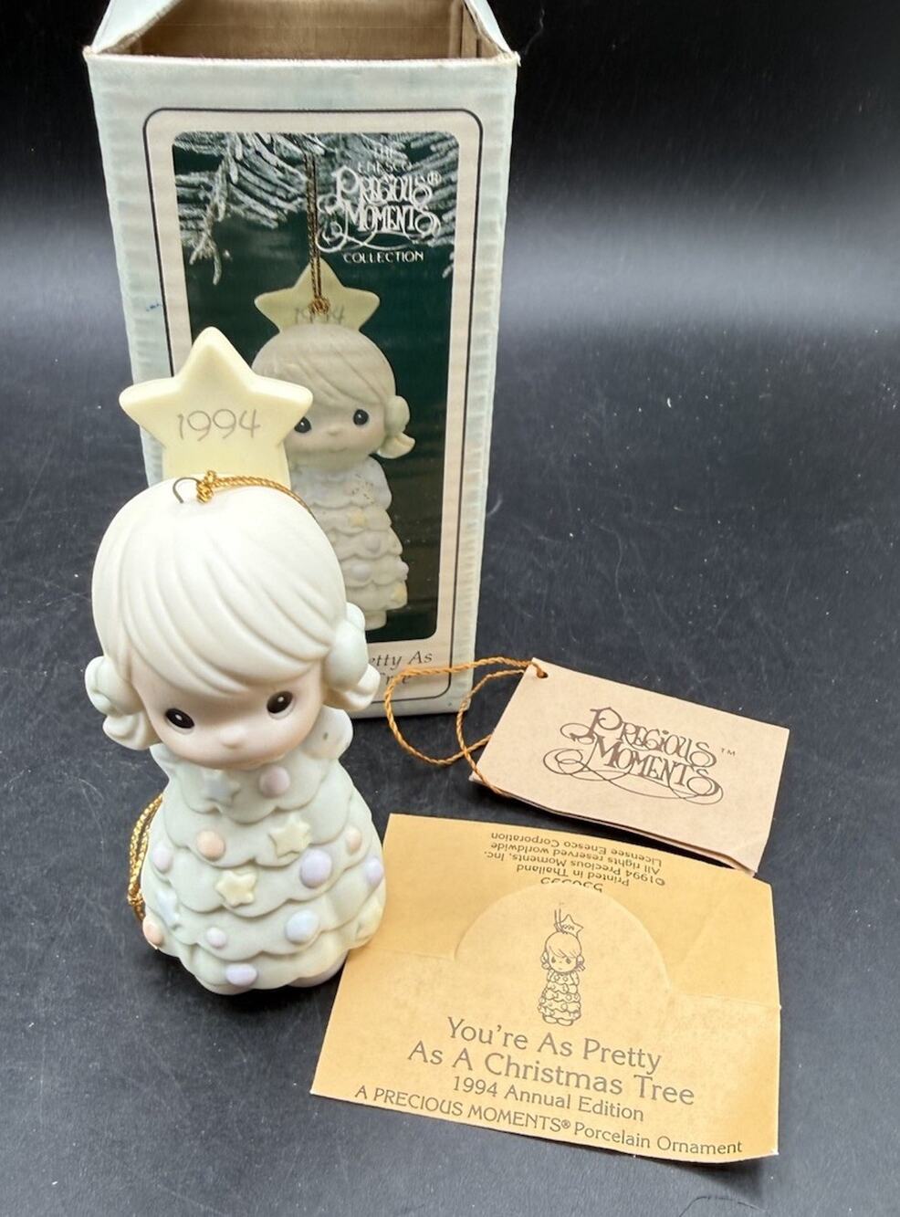 Precious Moment’s You’re As Pretty As A Christmas Tree 1994 Ornament & Box 53D